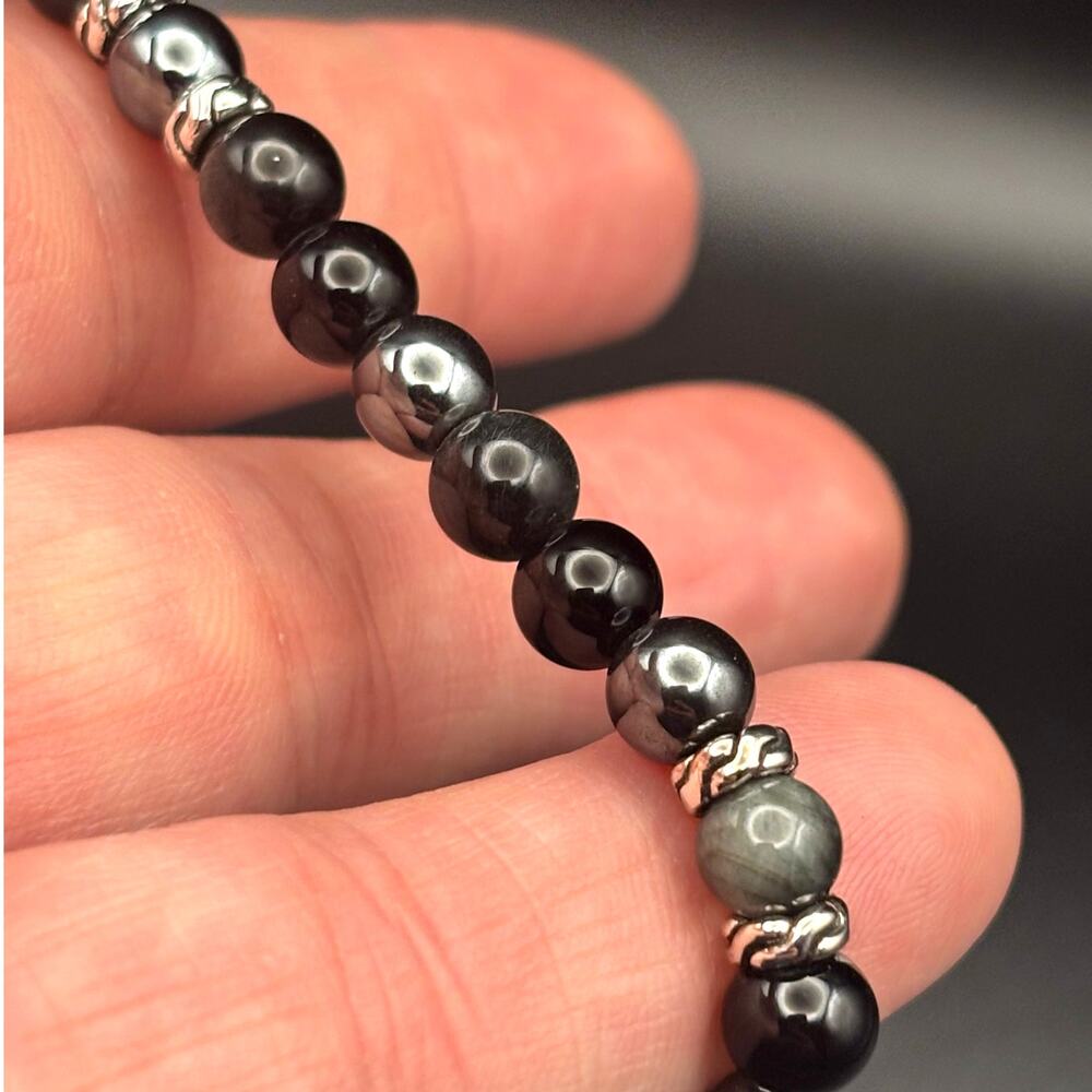 John Hardy Men’s Sterling Silver Beaded Bracelet Onyx Eagle Eye Hematite NIBWT - Picture 3 of 16